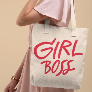 Bolso De Tela Girl Boss Red Bold Typography Script Feminine
