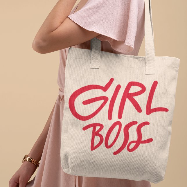 Bolso De Tela Girl Boss Red Bold Typography Script Feminine (Subido por el creador)