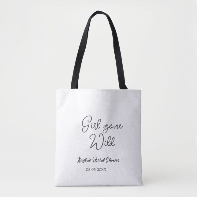 Bolso De Tela Girl gone wild bridal shower name date simple mini (Anverso)