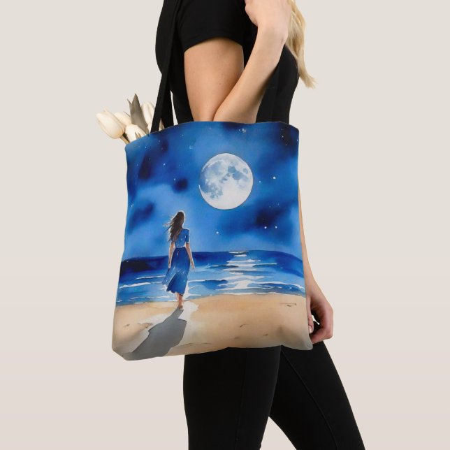 Bolso De Tela Girl on the Beach Under a Full Moon (Detalle)