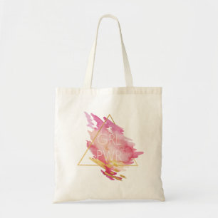 Bolso De Tela Girl Power in Pink & Gold - Abstract Watercolor