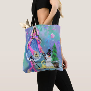 Bolso De Tela Girl Shopping Christmas Gifts Tote Bag - Painting
