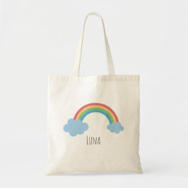 Bolso De Tela Girls Whimsical Trendy Rainbow Kids Cartoon Name