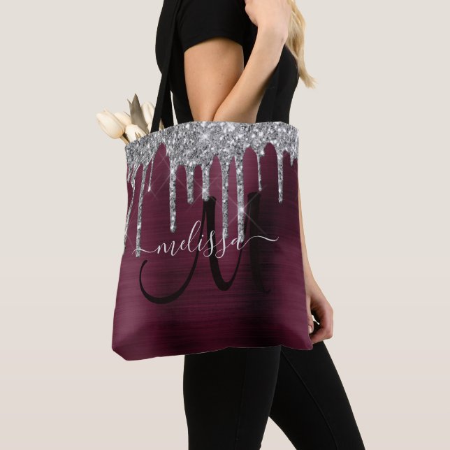 Bolso De Tela Girly Burgundy Dripping Purpurina Brussel Nombre M (Detalle)