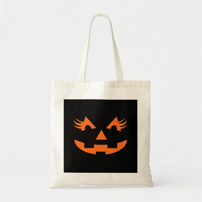 Bolso De Tela Girly Jack O Lantern Halloween (Frente)