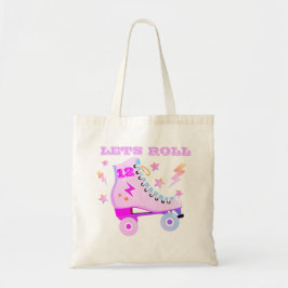 Bolso De Tela Girly Lets Roller Roller Skate Retro Neon Pink
