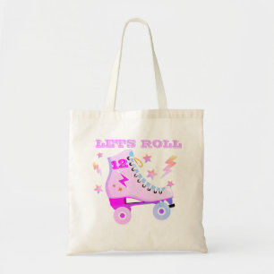Bolso De Tela Girly Lets Roller Roller Skate Retro Neon Pink