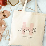 Bolso De Tela Girly Monograma caligrafía Coral Rubor Pink<br><div class="desc">Bolsa De Tote Rosa De Coral Rubor Monograma Girly. Monograma de escritura fácil de personalizar femenina y elegante. ¡Idea de regalo de nombre monogramada perfecta!</div>