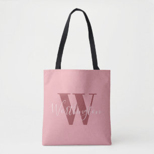 Bolso De Tela Girly Monograma y Nombre Rojo rosa