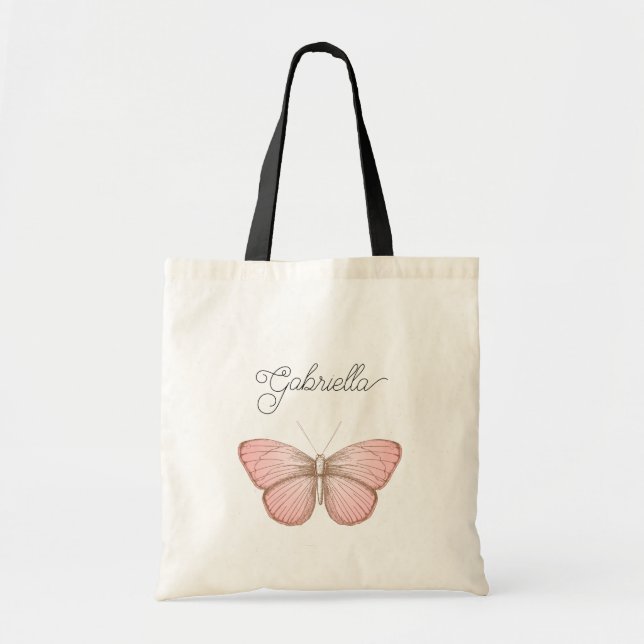 Bolso De Tela Girly Pink Butterfly (Frente)