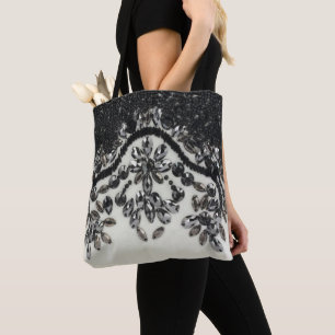 Bolso De Tela Girly vintage glamour black white Floral Pattern