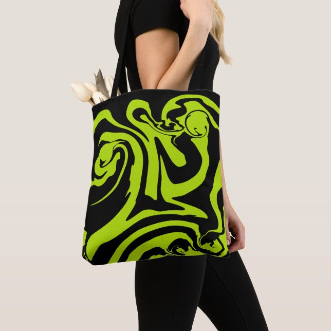 Bolso De Tela Giro de mármol retro Lime Green y Black (Detalle)