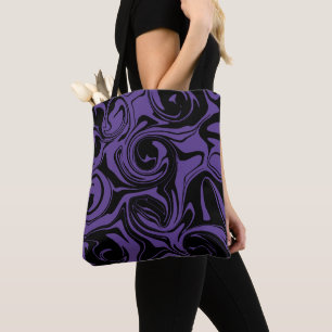 Bolso De Tela Giro de mármol retro morado y negro