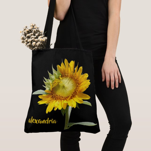 Bolso De Tela Giro en flor en negro, personalizado (Detalle)