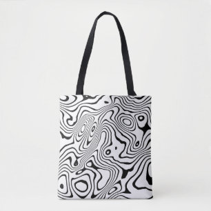 Bolso De Tela Giro líquido blanco negro Resumen Diseño
