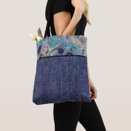 Bolso De Tela Giros morados y azules y denim