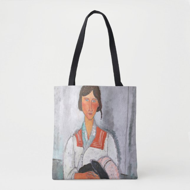Bolso De Tela Gitana con bebé, Modigliani (Anverso)