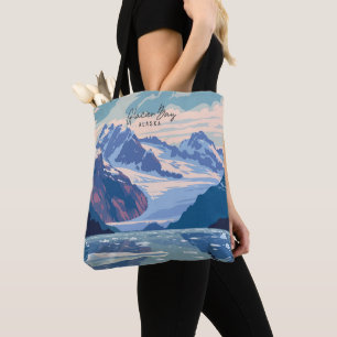 Bolso De Tela Glacier Bay Alaska Vintage Art Ilustracion de viaj