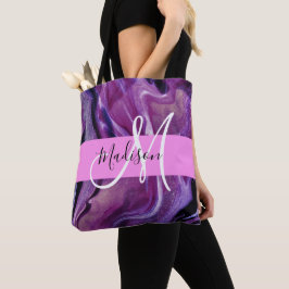 Bolso De Tela Glam Abstract Textura de Brillo Purpúrea Monograma