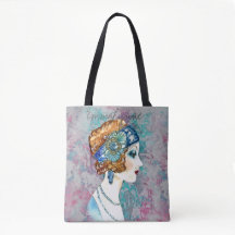 Glam Art Deco Flapper Chica Nombre de Rosa Verde a