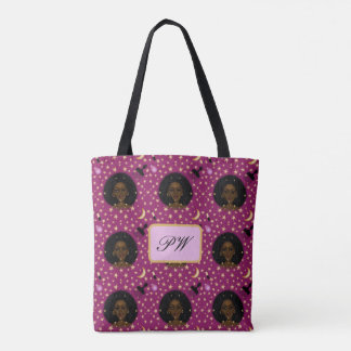 Bolso De Tela Glam Black Woman Afro Hair pic de lápiz labial lun