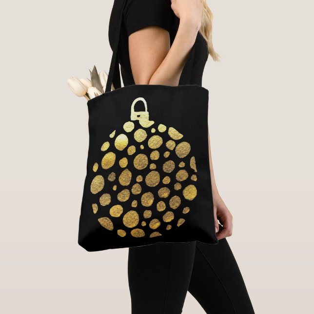 Bolso De Tela Glam de Navidades baubles de oro (Detalle)