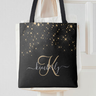 Bolso De Tela Glam Gold Purpurina Diamond Sparkle Elegant Monogr