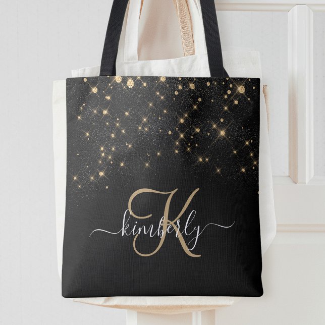 Bolso De Tela Glam Gold Purpurina Diamond Sparkle Elegant Monogr (Subido por el creador)