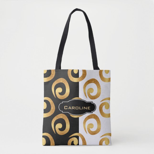 Bolso De Tela Glam Golden Curls con monograma Personalizado (Anverso)