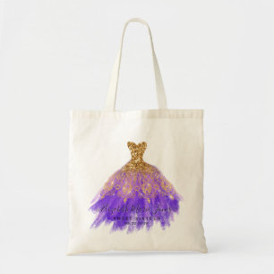 Bolso De Tela Glam Purple Gold Purpurina Sparkle Vestido Cumplea
