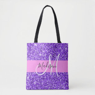 Bolso De Tela Glam Purple & Pink Purpurina Sparkle Monograma