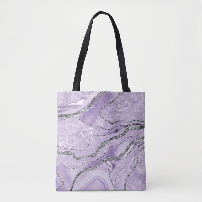 Bolso De Tela Glam Purpurina de plata Lavender Agate #1 (Anverso)