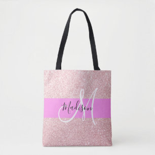 Bolso De Tela Glam Rubor Rosa Rosa Purpurina dorado espuma monog