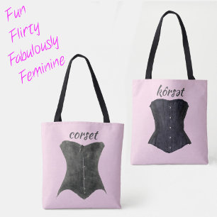 Bolso De Tela Glam Vintage Black Corsets Fun Flirty Pink