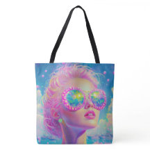 Glamorosa mujer neón con gafas de espuma