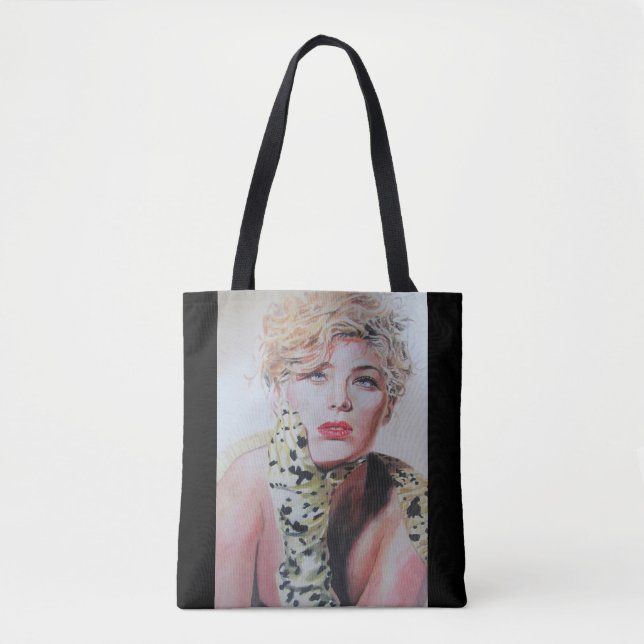 Bolso De Tela Glamorosa retro mujer acuarela pintura (Anverso)
