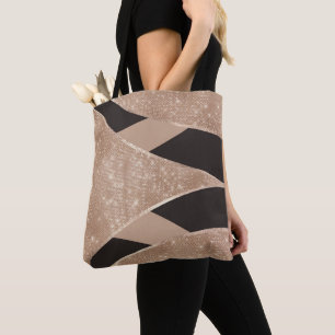 Bolso De Tela Glamoroso Purpurina de oro negro curvo triángulo G