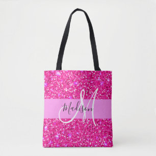 Bolso De Tela Glamour Rosa Caliente Brillante Purpurina Monogram