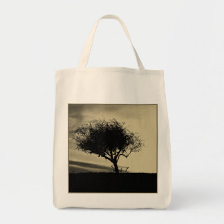 Bolso De Tela Glastonbury Hawthorn. Árbol en la colina. Color Se