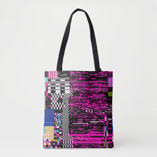 Bolso De Tela Glitched retro VHS screen with flickers and broken (Anverso)