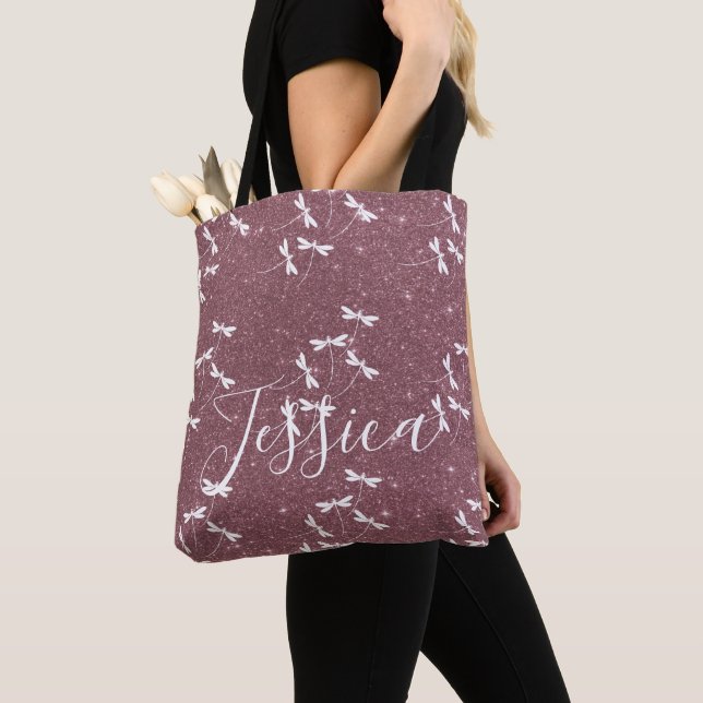 Bolso De Tela Glitter and dragonflies personalized  (Detalle)