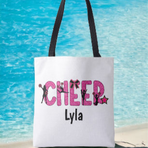 Bolso De Tela Glitter animador rosado Cheerader Personalizado