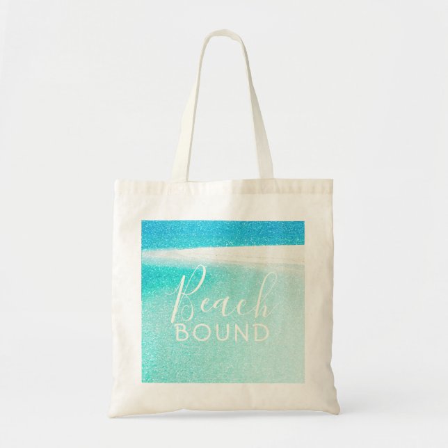 Bolso De Tela *Glitter encuadernado Beach* de la playa (Frente)