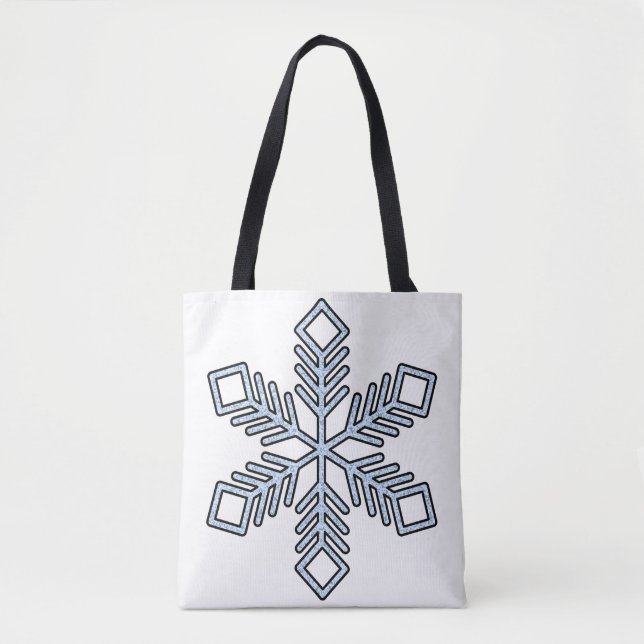Bolso De Tela Glitter Snowflake - Baby Blue Branches (Anverso)