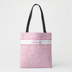 Bolso De Tela Glitz rosa pastel y Monogramado glam