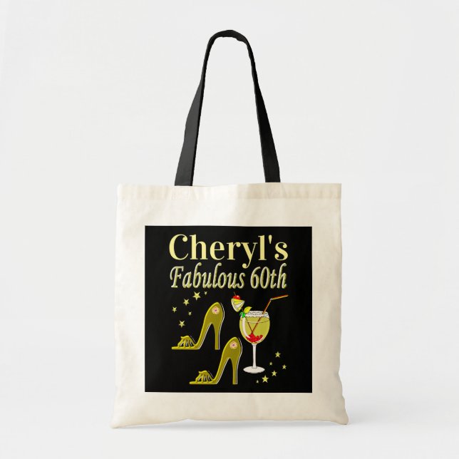 BOLSO DE TELA GLITZY GOLD 60TH BIRTHDAY PARTY (Frente)