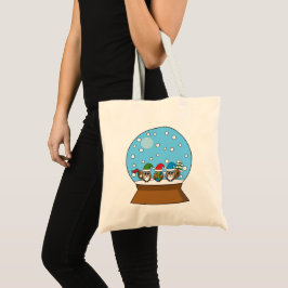Bolso De Tela Globe de nieve con tres búhos de gnomo