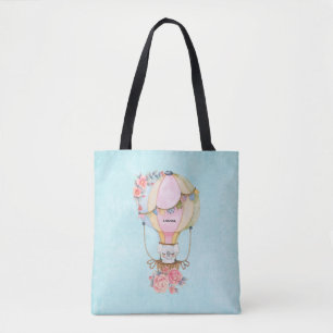 Bolso De Tela Globo de aire caliente lindo con acuarela de oso