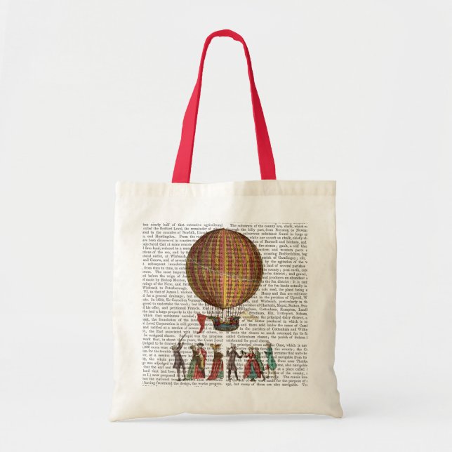 Bolso De Tela Globo De Aire Caliente Y Gente (Frente)