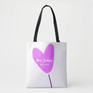 Bolso De Tela Globo de corazón rosa Sra. agregar nombre año agre